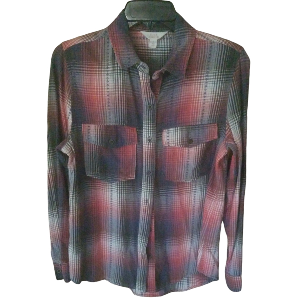 Sun & Shadow blue/pink Plaid Shirt sm